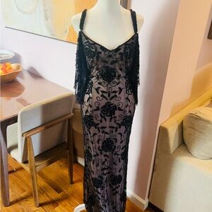 Adrianna Papell Black and Gray Embellished Dress